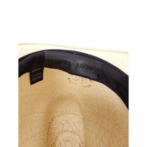 Janessa Leone Gloria Leather Trim Woven Straw Hat - Picture 7 of 7